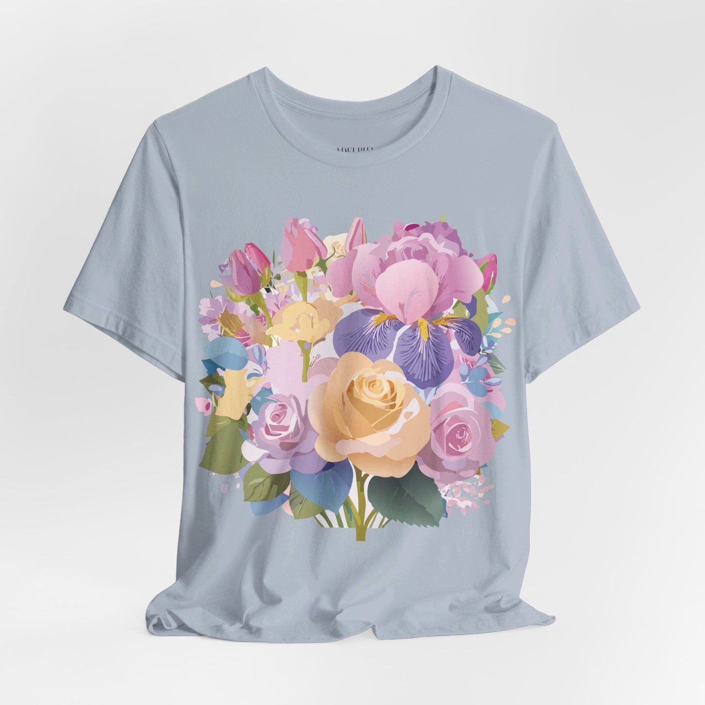 Natural Cotton Tee Shirt with Flowers