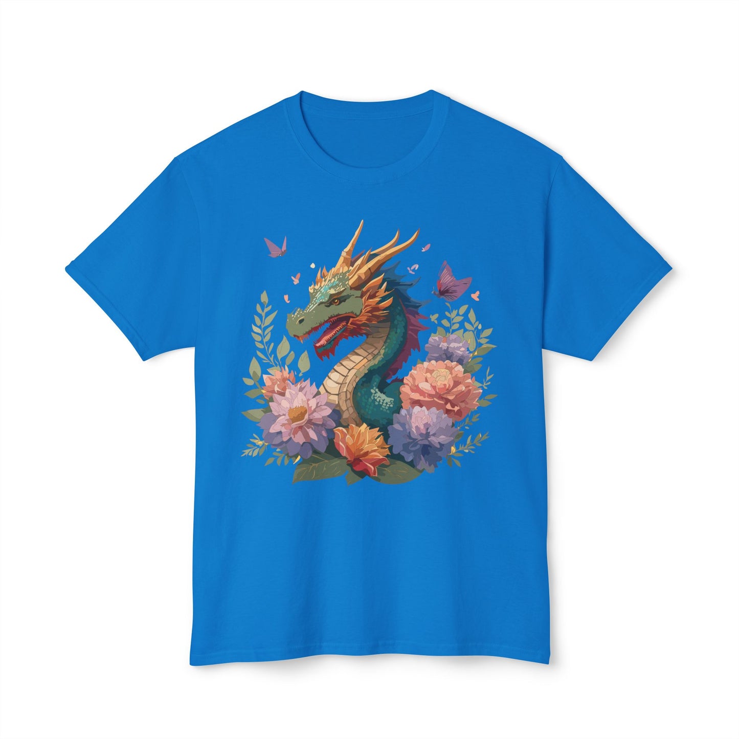 Dragon T-Shirt, Vintage Dragon Tee, Floral Tees, Dragon Art Design Shirt, Tee Shirt with Dragon 9