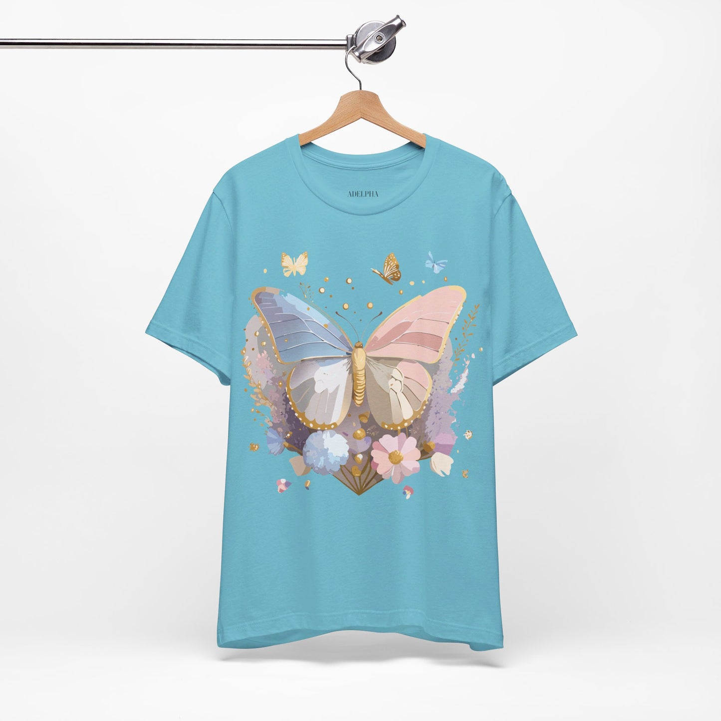 Natural Cotton Tee Shirt with Butterfly