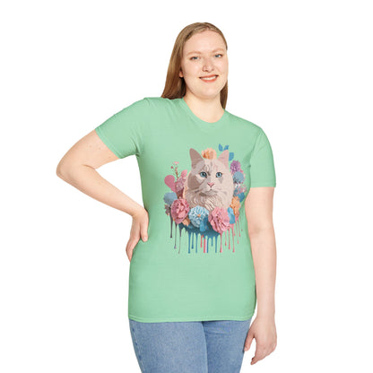 Cat Shirt Unisex Short Sleeve Cat Tee Kitten Design Gildan Softstyle 64000 Tee