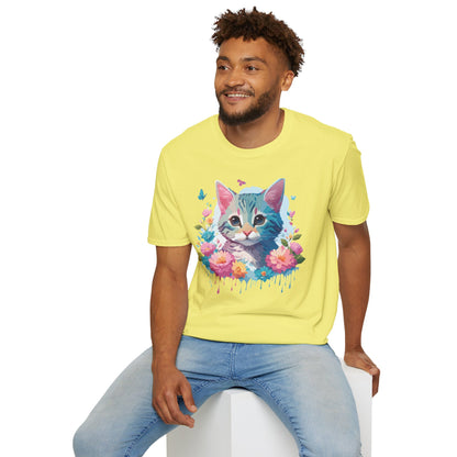 Cat Shirt Unisex Tee Kitten Cat Tee Softstyle 100 Percent Cotton Gildan 64000