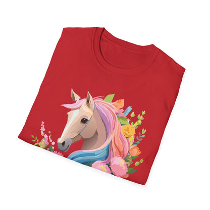 Unisex Horse Shirt Soft Cotton Tee With Animal Artwork Gildan Softstyle