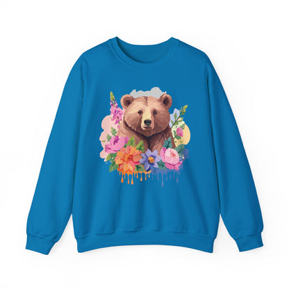 Unisex Floral Bear Sweatshirt With Art Design Animals Print Graphic