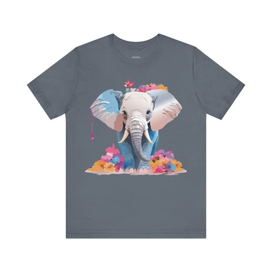 Natural Cotton Tee Shirt with Elephant