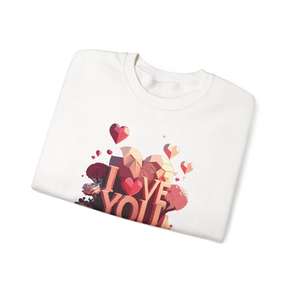 Unisex Heart Love Sweatshirt Floral Valentines Day Cotton Poly Fifty Fifty Blend