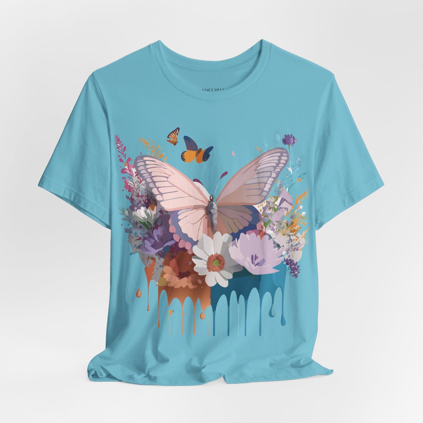 Natural Cotton Tee Shirt with Butterfly