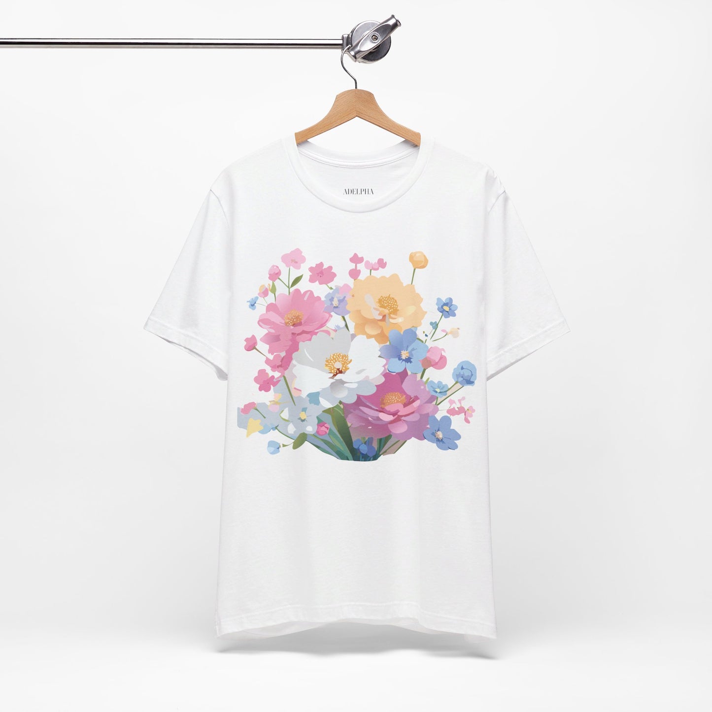 T-shirt en coton naturel avec fleurs