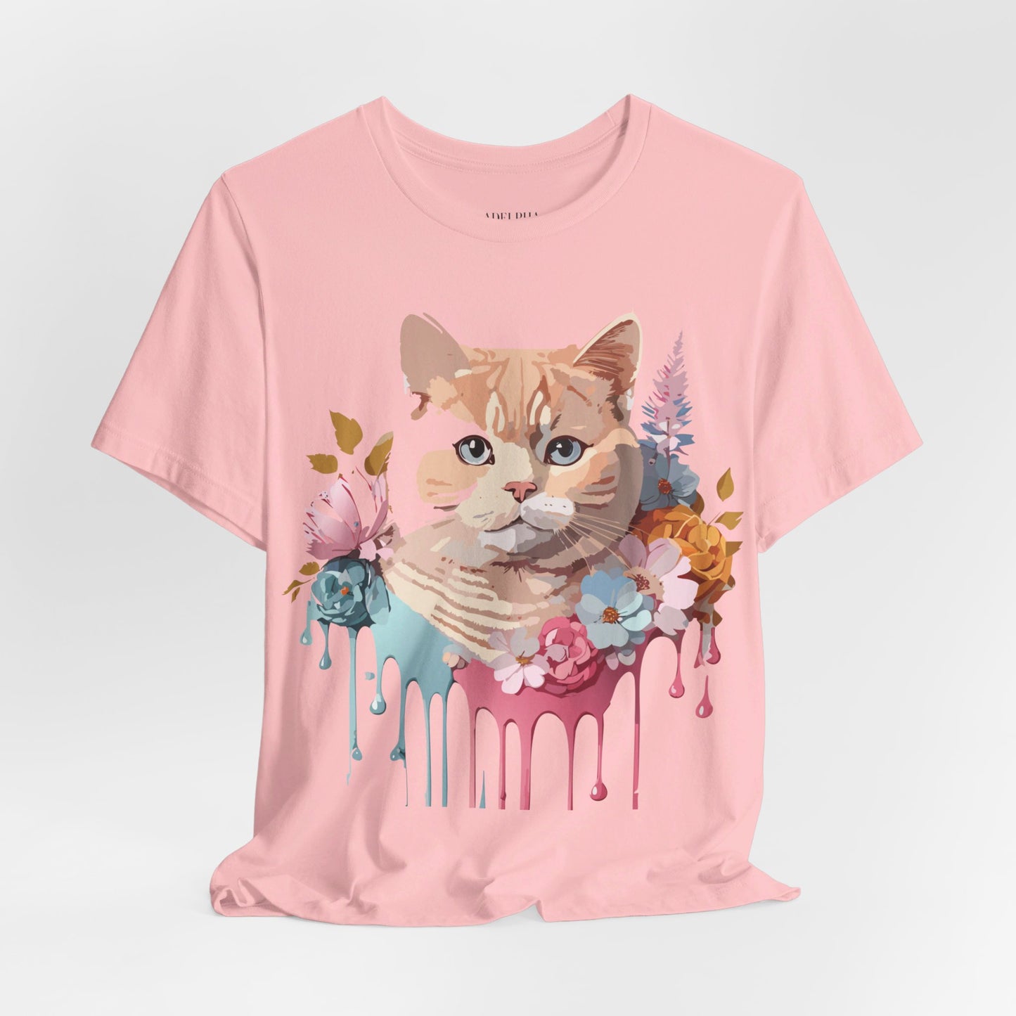 Natural Cotton Tee Shirt with Cat