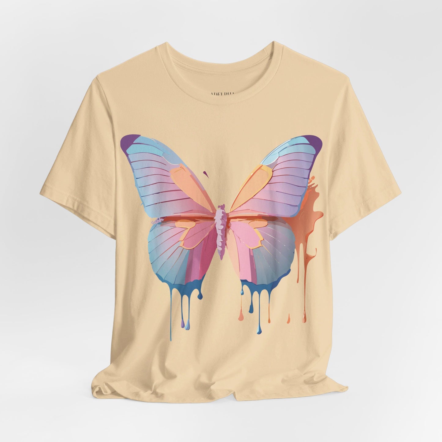 Natural Cotton Tee Shirt with Butterfly