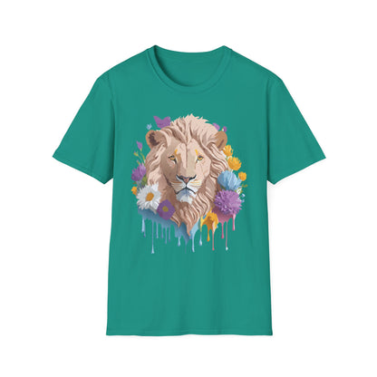 Lion Shirt Unisex Floral Lion Tee Gildan Softstyle 64000 Short Sleeve