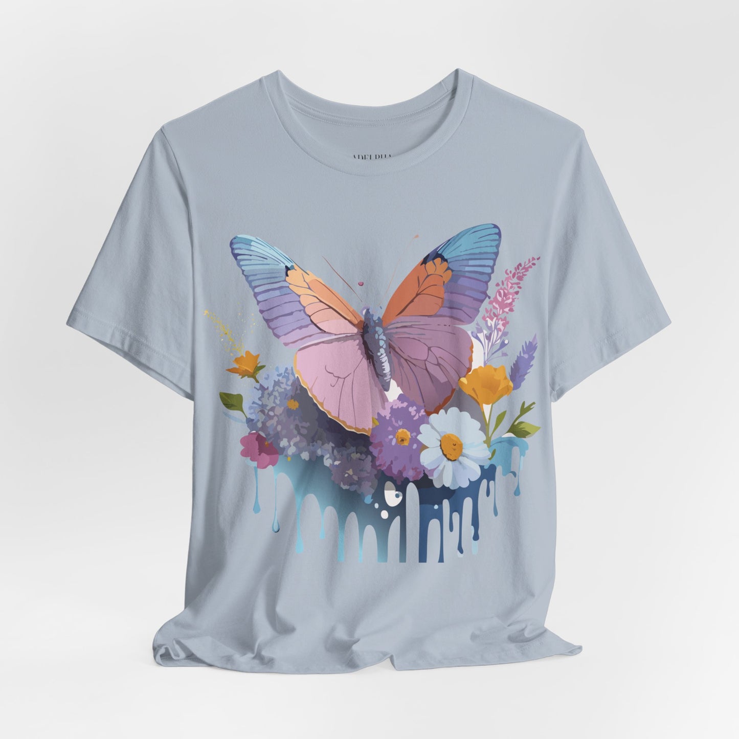 Natural Cotton Tee Shirt with Butterfly