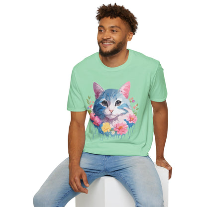 Cat Shirt Unisex Cat Tee Kitten Print Gildan Softstyle 64000
