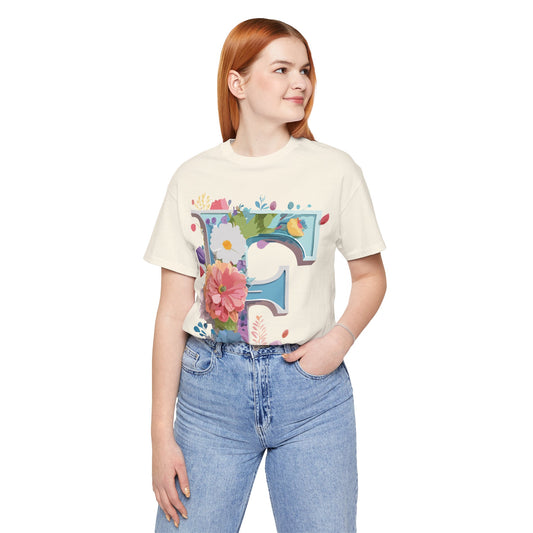 Natural Cotton Tee Shirt - Letters Collection - F Printify