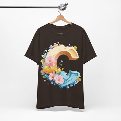 Natural Cotton Tee Shirt - Letters Collection - C Printify