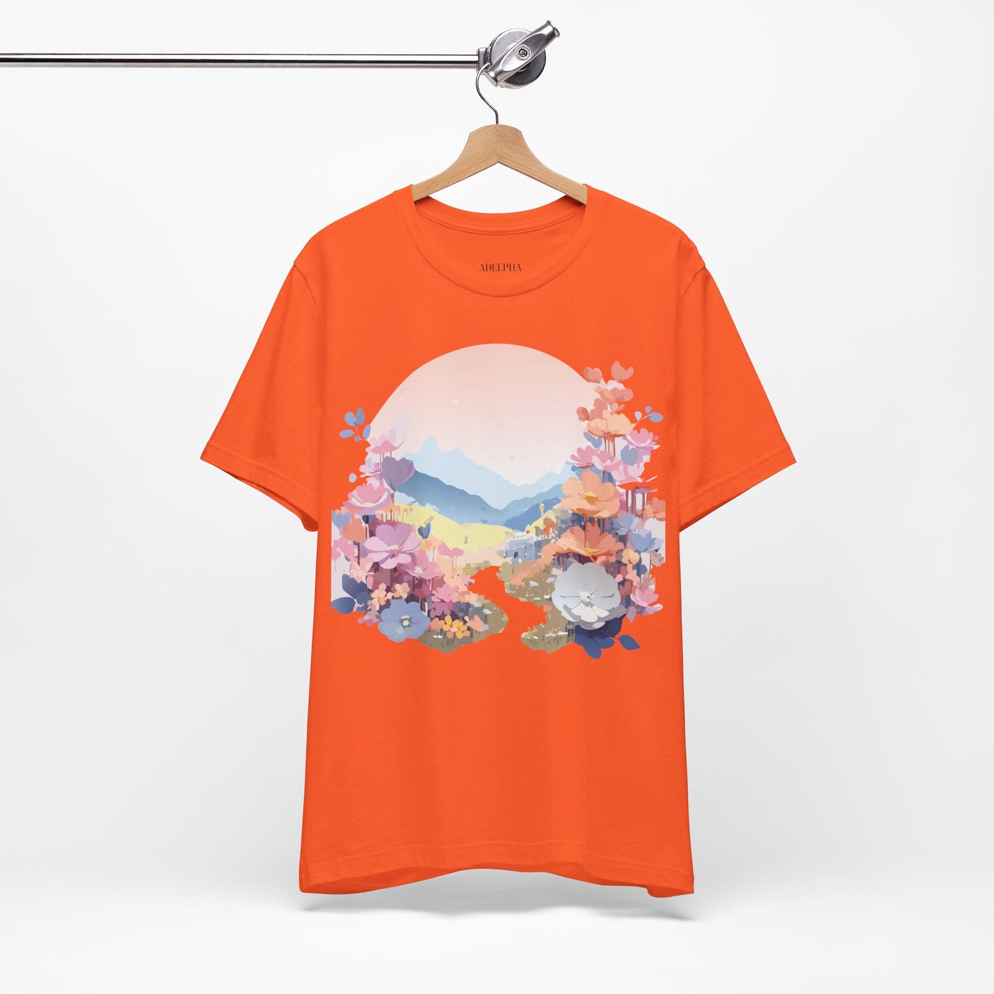 Natural Cotton Tee Shirt with Flowers