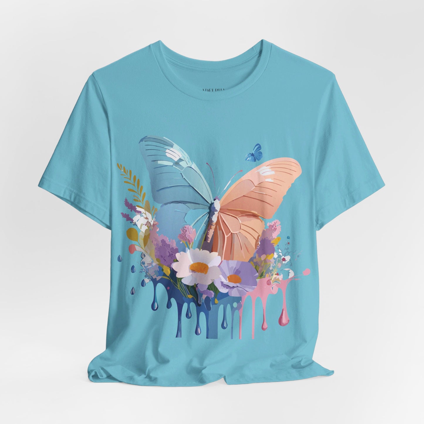 Natural Cotton Tee Shirt with Butterfly