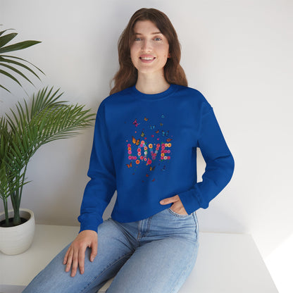 Unisex Floral Love Butterfly Sweatshirt 50 50 Cotton Poly Valentines Day