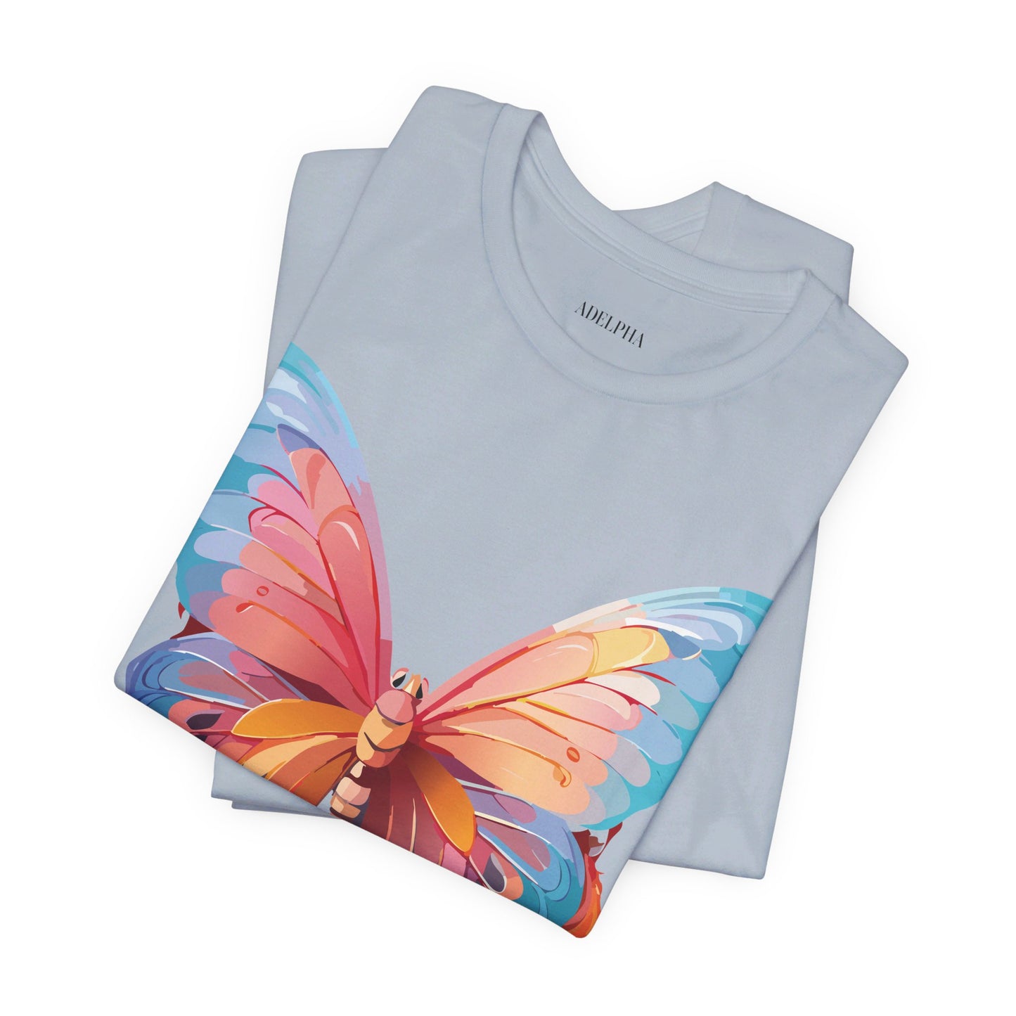 Natural Cotton Tee Shirt with Butterfly