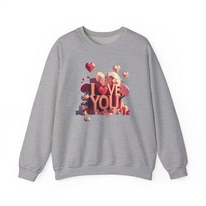 Unisex Heart Love Sweatshirt Floral Valentines Day Cotton Poly Fifty Fifty Blend