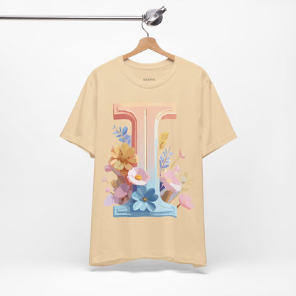 Natural Cotton Tee Shirt - Letters Collection - I Printify