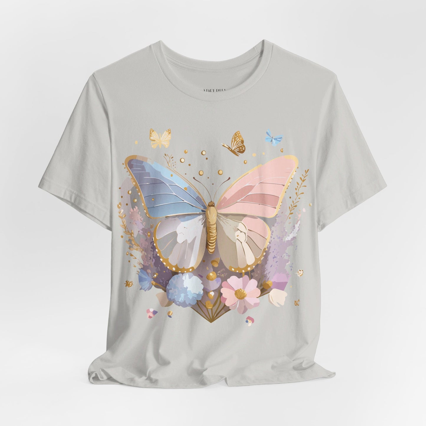 Natural Cotton Tee Shirt with Butterfly