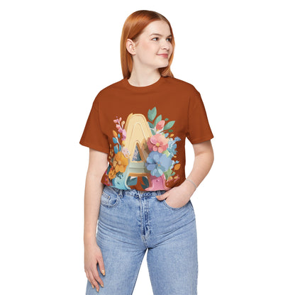 Natural Cotton Tee Shirt - Letters Collection - A Printify