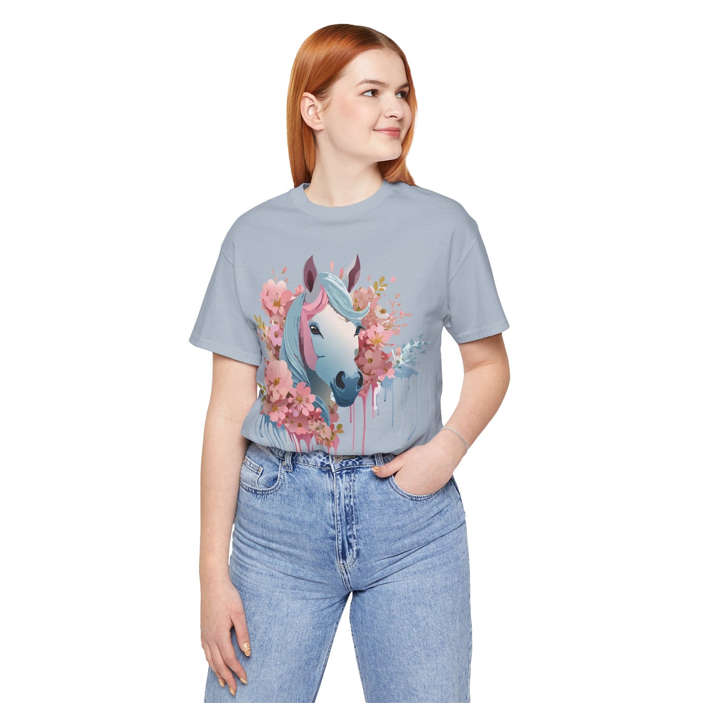 Natural Cotton Tee Shirt with Horse