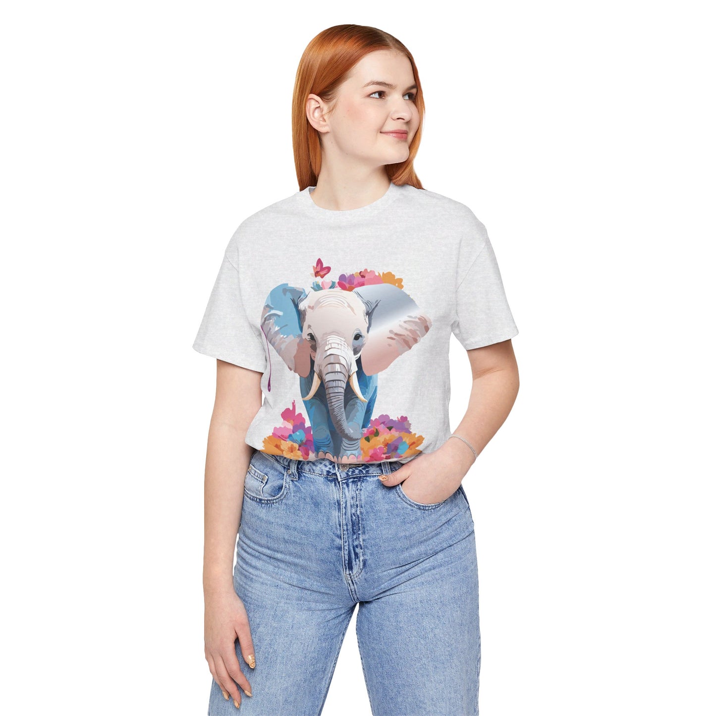 Natural Cotton Tee Shirt with Elephant