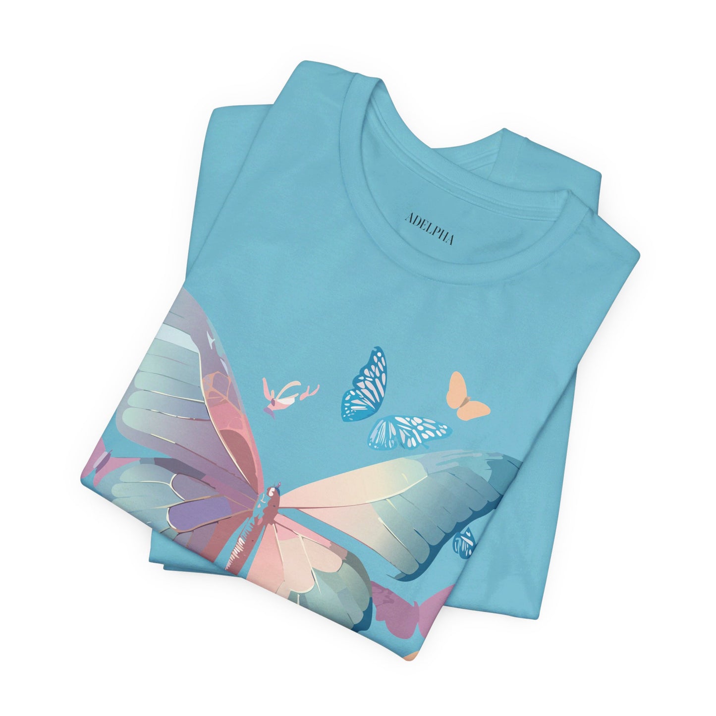 Natural Cotton Tee Shirt with Butterfly