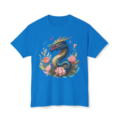 Unisex Dragon T Shirt With Art Print Floral Vintage Dragon Tee