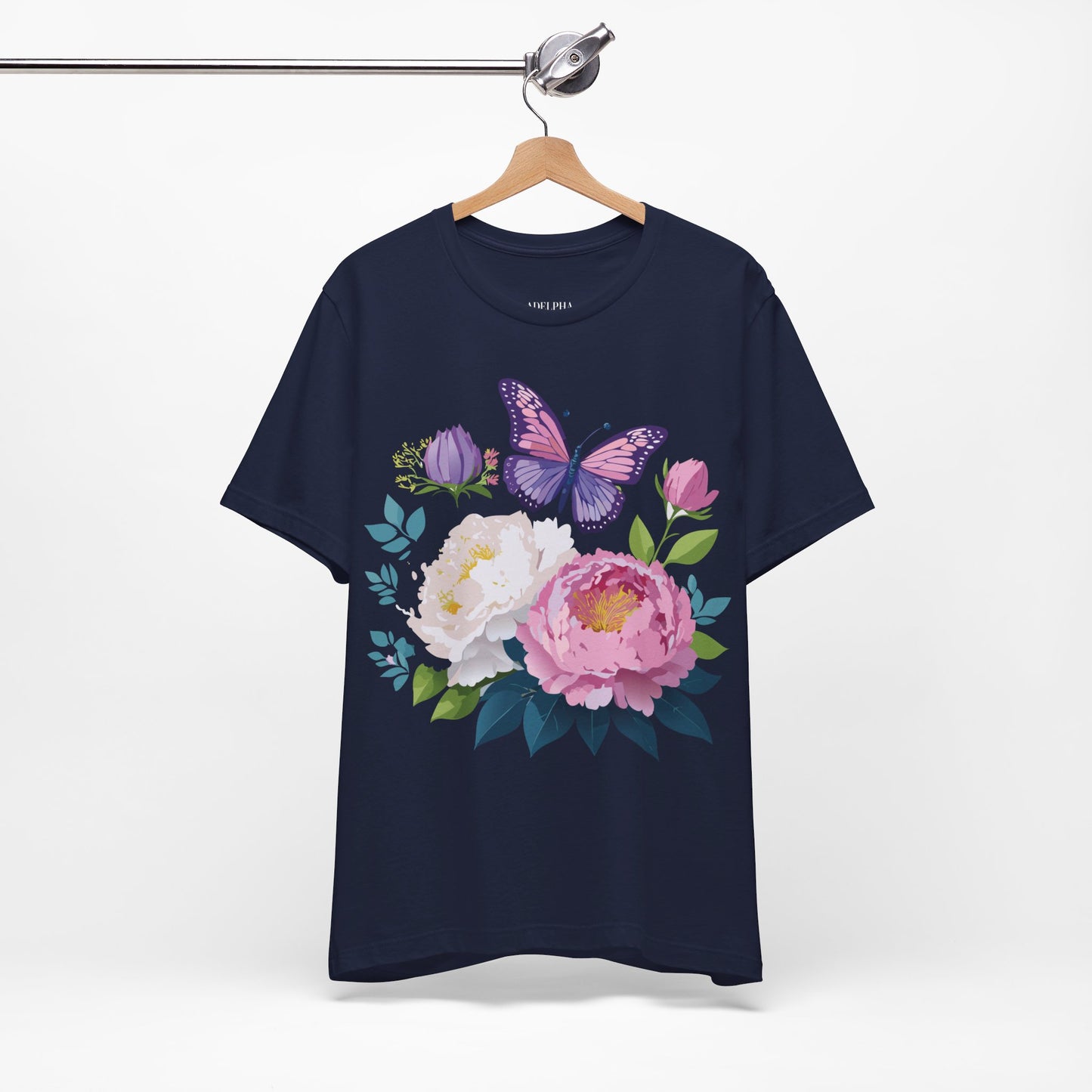 T-shirt en coton naturel avec fleurs