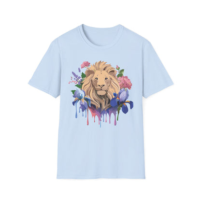 Unisex Softstyle Lion Shirt Floral Lion Tee Animal Print Graphic Tee