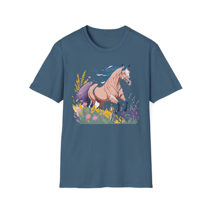 Unisex Horse Shirt With Animal Design Gildan Softstyle 64000 Tee