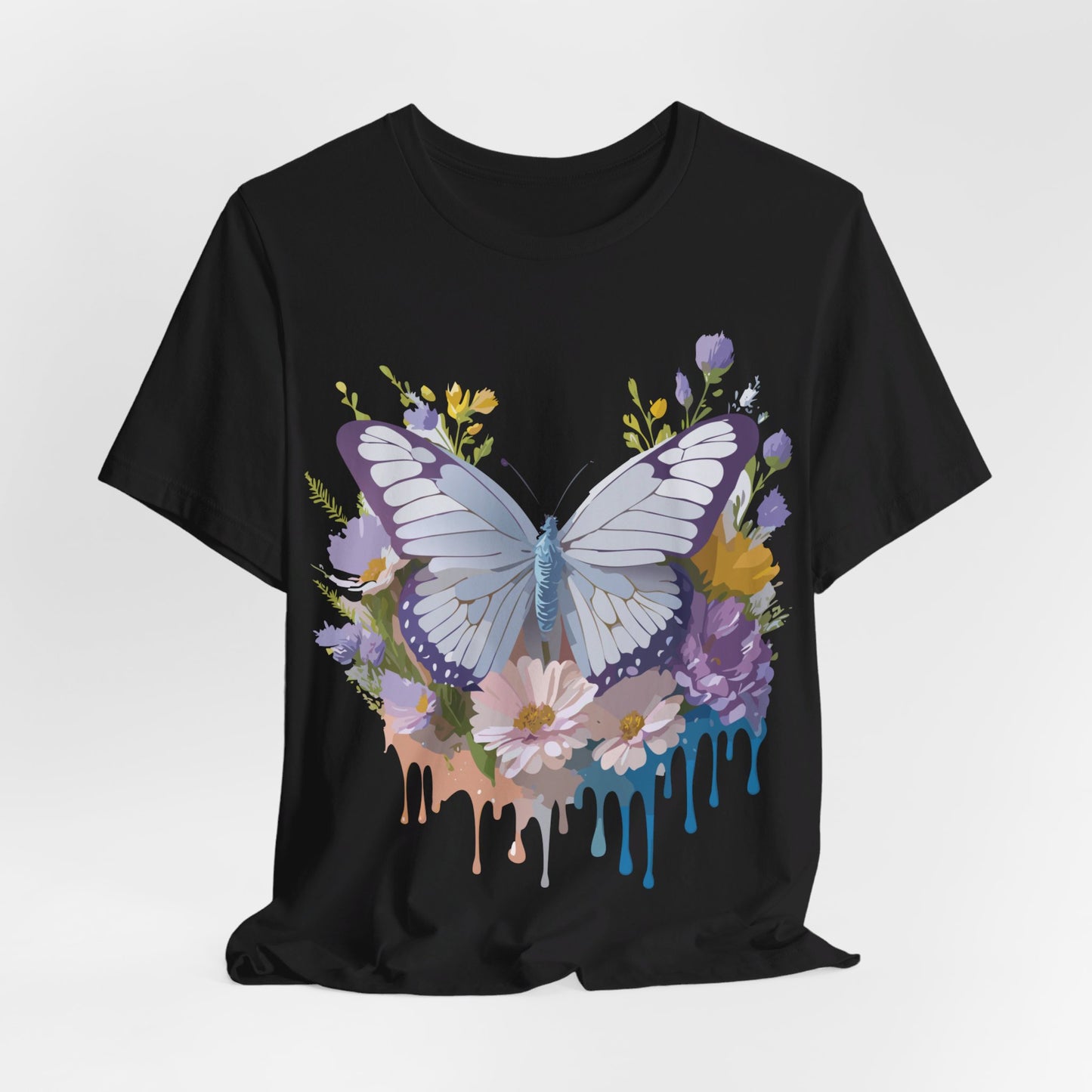 Natural Cotton Tee Shirt with Butterfly