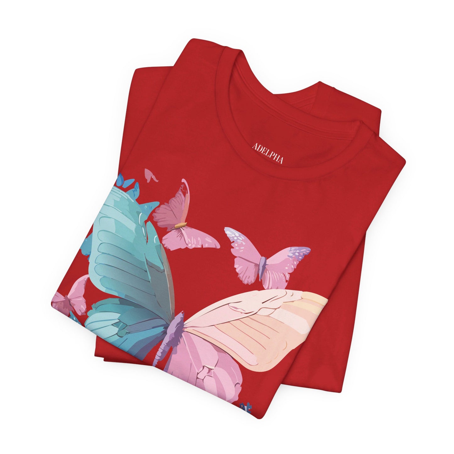 Natural Cotton Tee Shirt with Butterfly