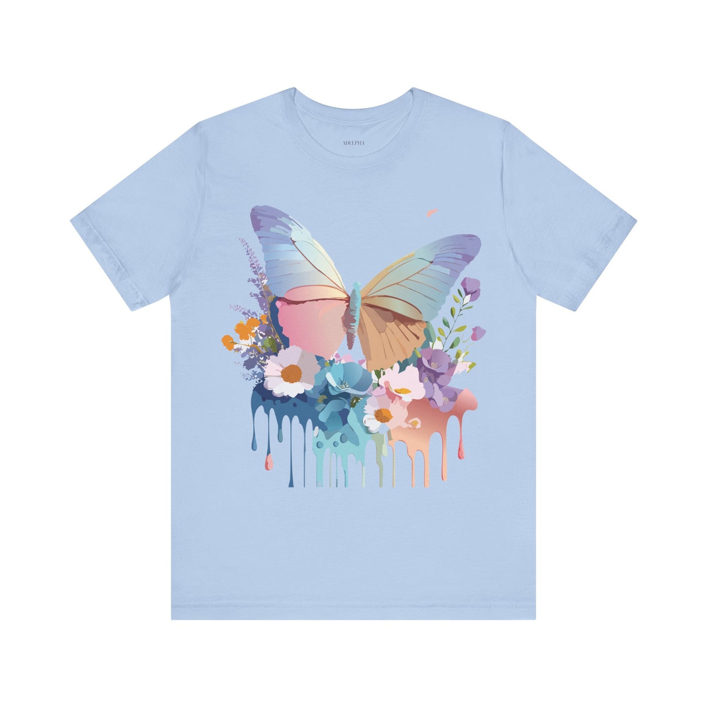 Natural Cotton Tee Shirt with Butterfly