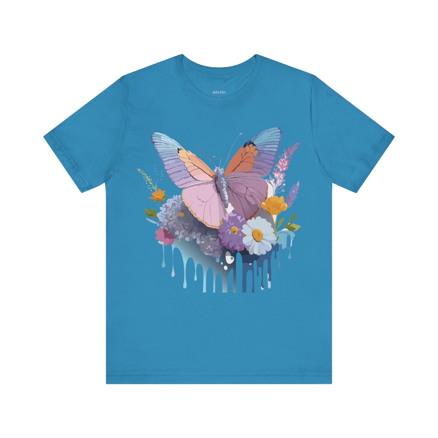 Natural Cotton Tee Shirt with Butterfly