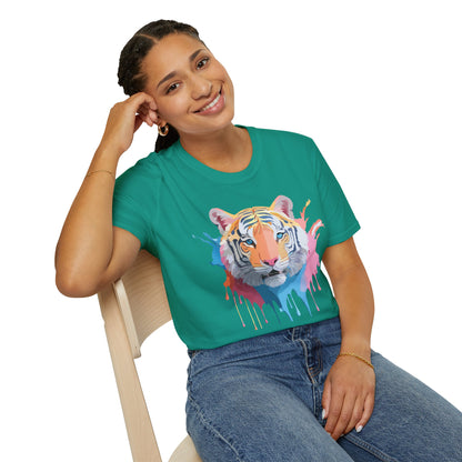 Tiger Print Unisex Softstyle T Shirt Gildan 64000 Comfort Tee