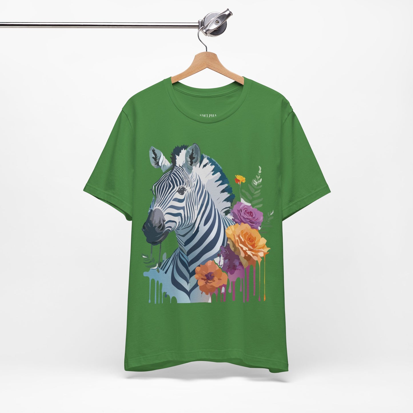 Natural Cotton Tee Shirt with Zebra