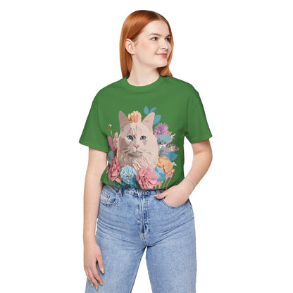 Natural Cotton Tee Shirt with Cat Printify