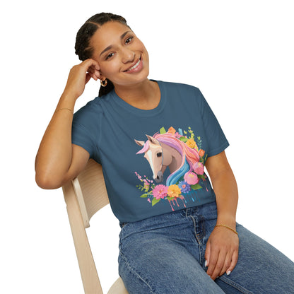 Unisex Horse Shirt Soft Cotton Tee With Animal Artwork Gildan Softstyle