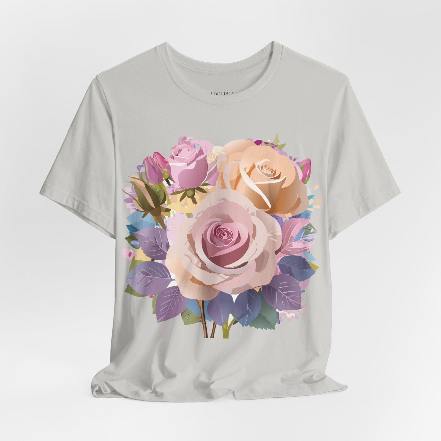 Natural Cotton Tee Shirt with Flowers