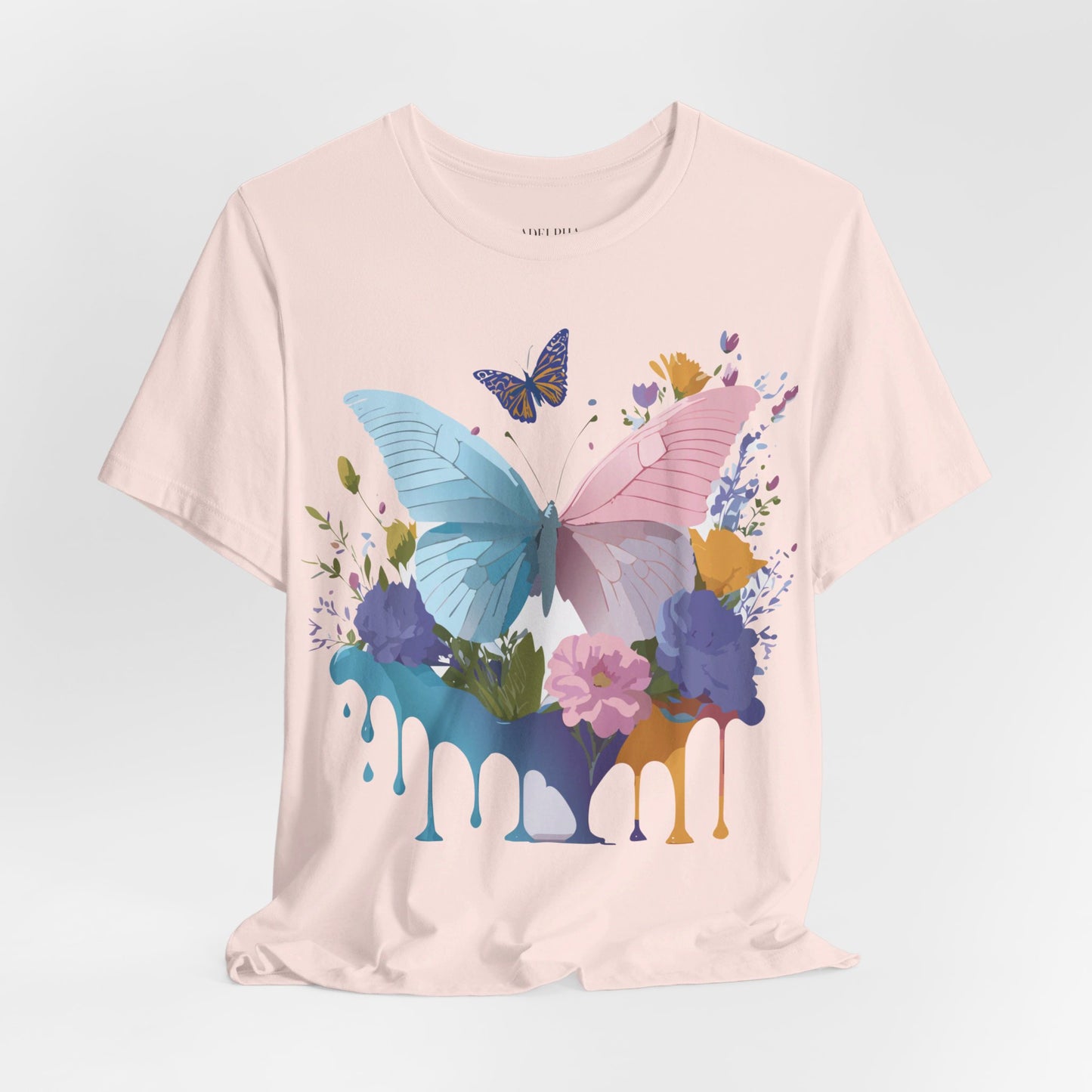 Natural Cotton Tee Shirt with Butterfly