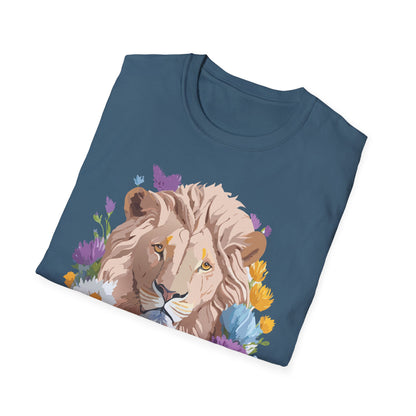 Lion Shirt Unisex Floral Lion Tee Gildan Softstyle 64000 Short Sleeve