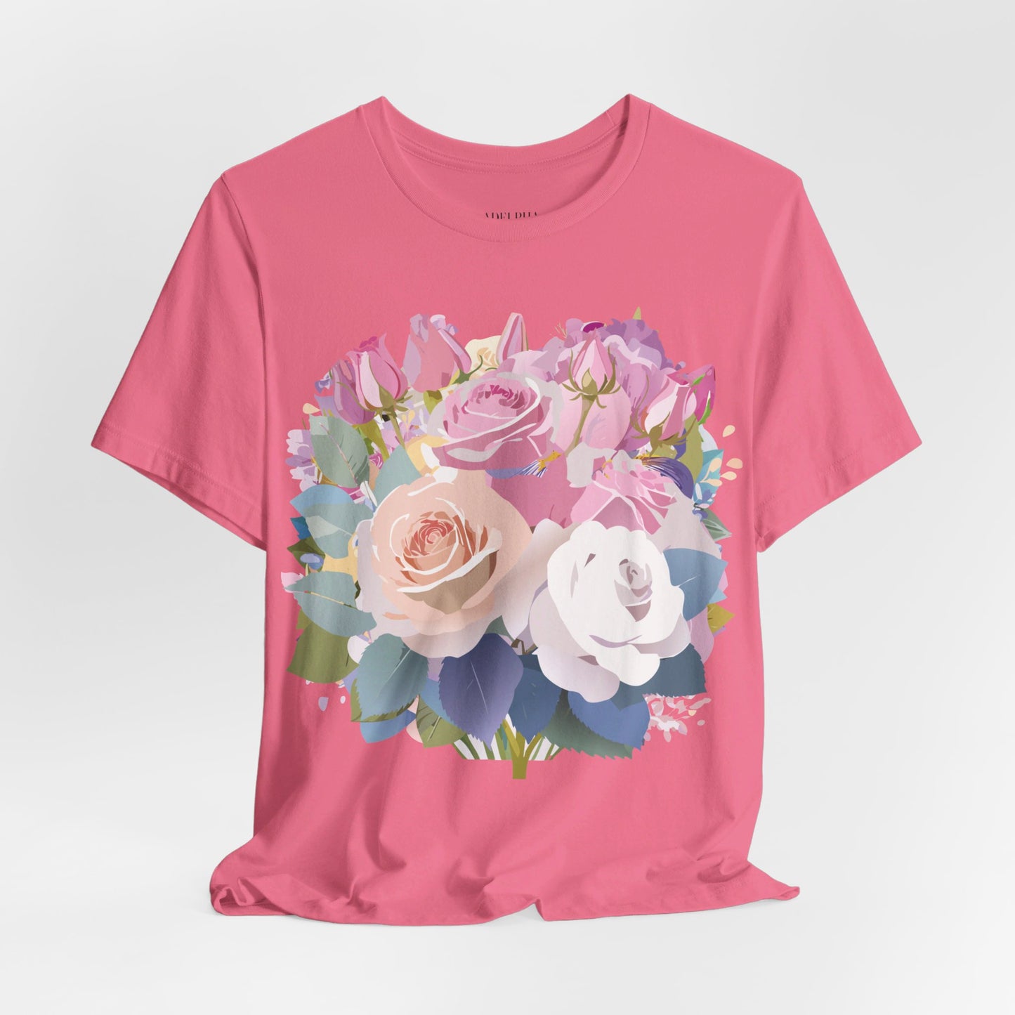 Natural Cotton Tee Shirt with Flowers