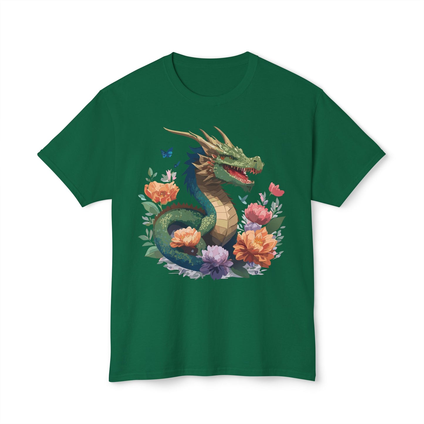 Dragon T-Shirt, Vintage Dragon Tee, Floral Tees, Dragon Art Design Shirt, Tee Shirt with Dragon 6