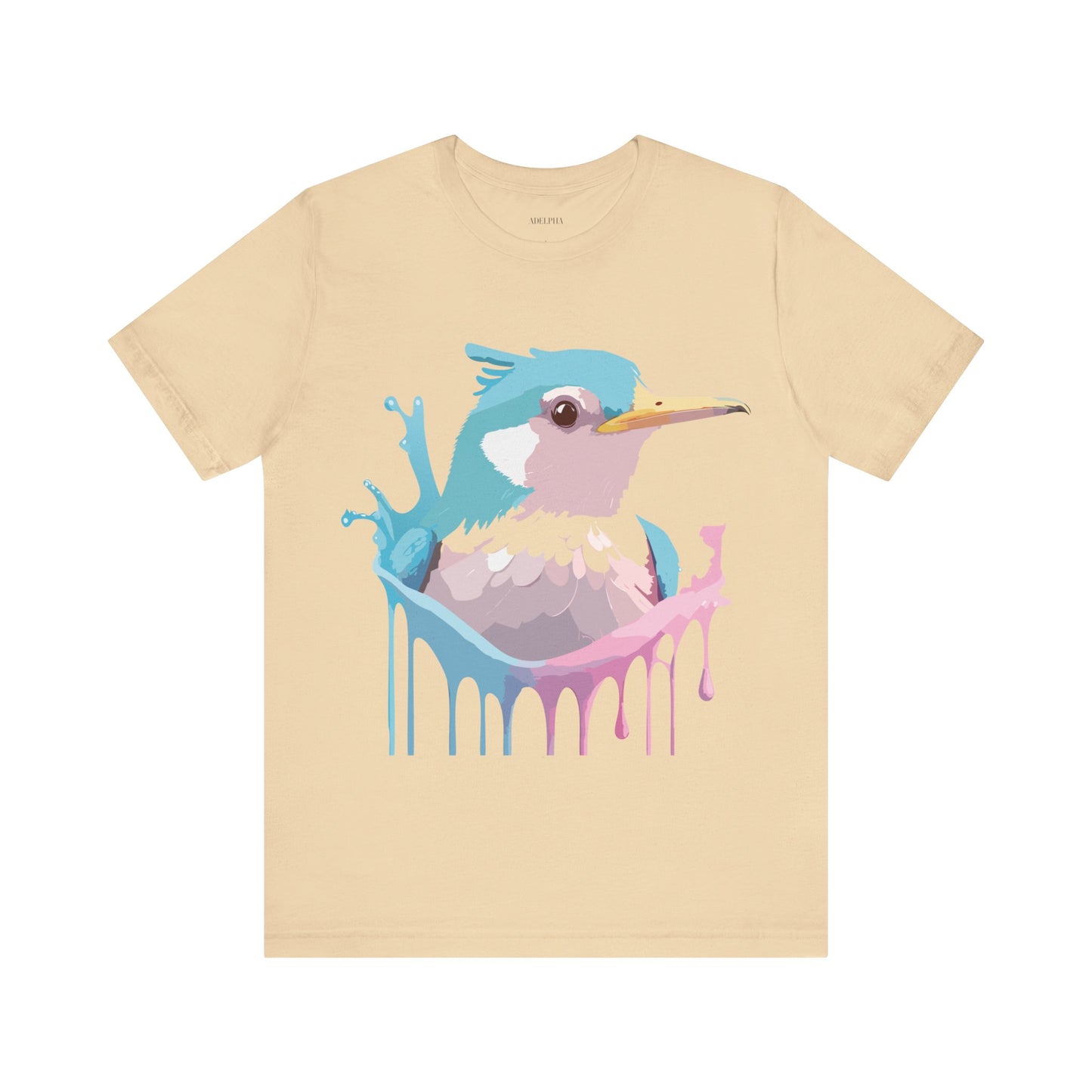 Natural Cotton Tee Shirt with Bird