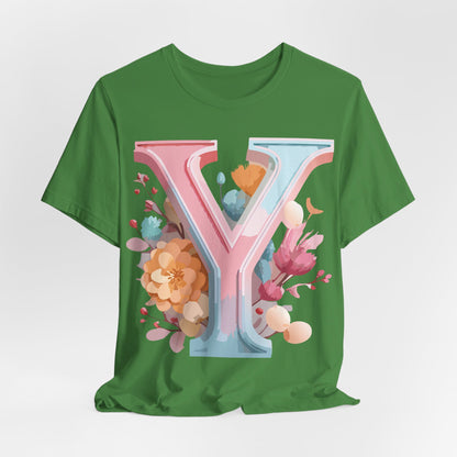 Natural Cotton Tee Shirt - Letters Collection - Y Printify