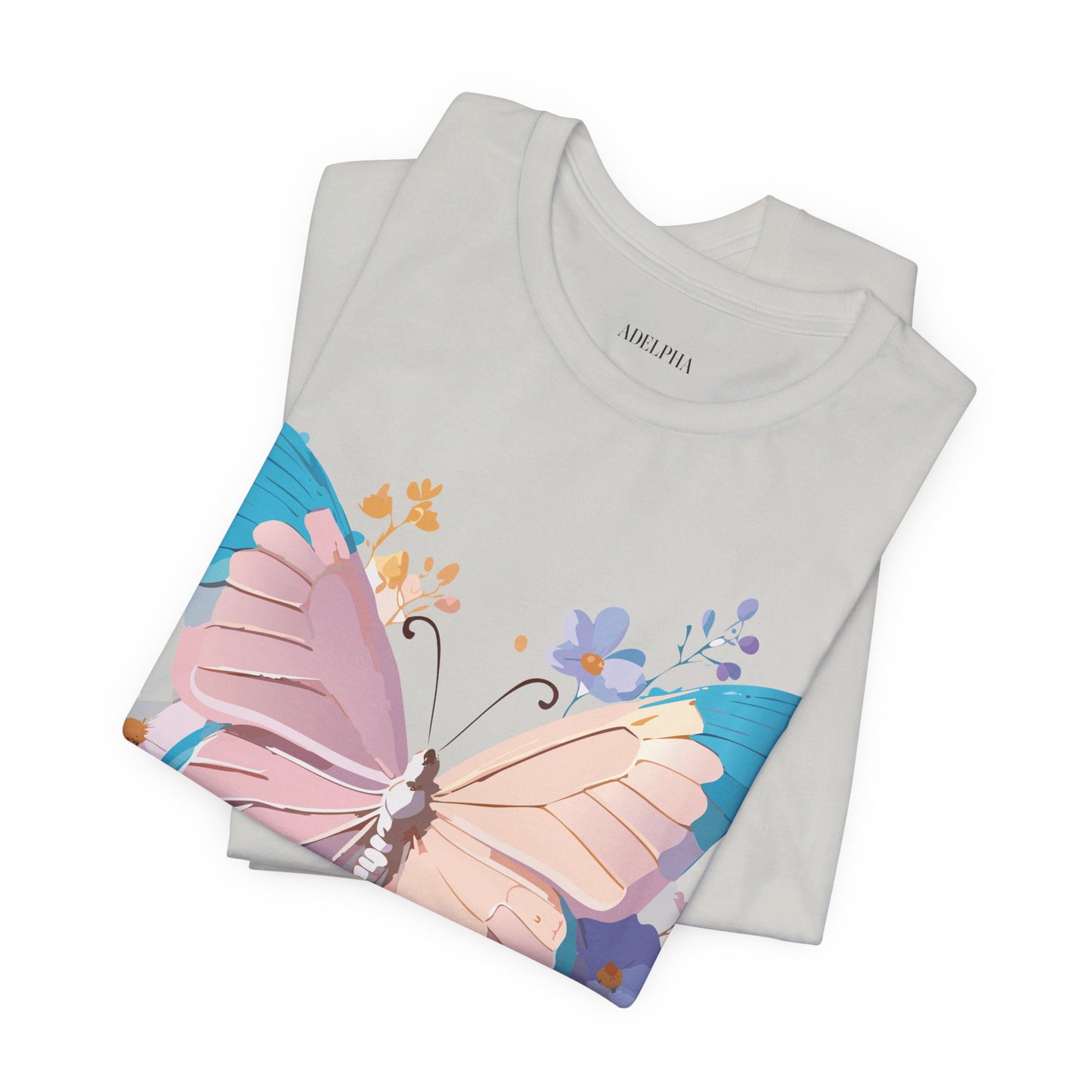 Natural Cotton Tee Shirt with Butterfly