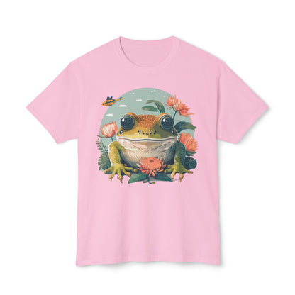 Vintage Frog Art T Shirt With Floral Full Color Print Unisex Tee
